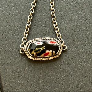 NWT KENDRA SCOTT Pave Adjustable Elaina bracelet with black floral stone